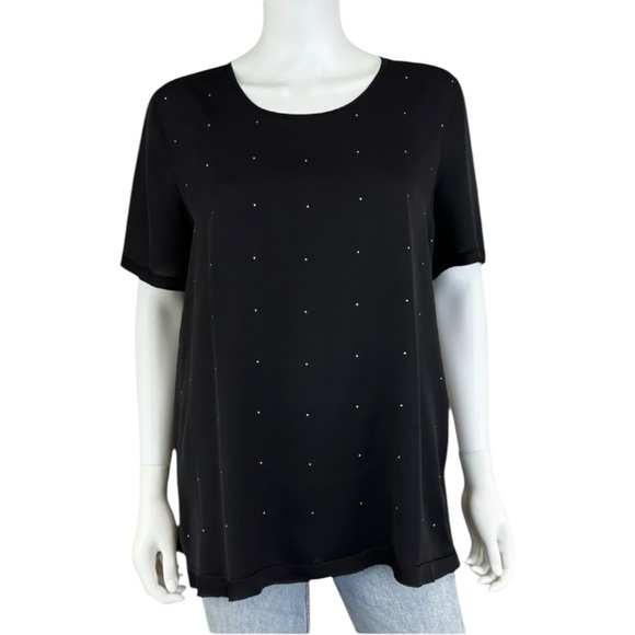 Marc Cain Tops - MARCCAIN Black Knit Studded Top Size M